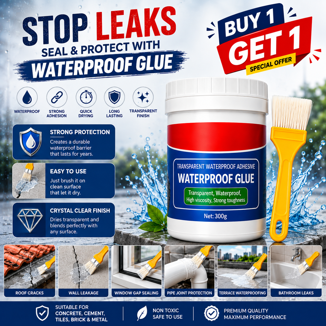 Dropdash Transparent Waterproof Glue 2-Pack