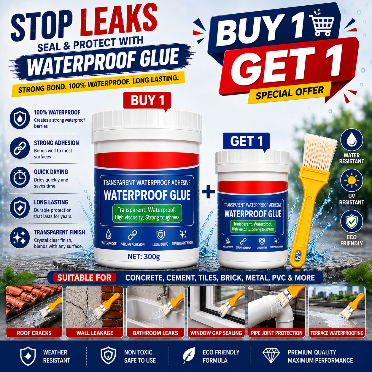 Dropdash Transparent Waterproof Glue 2-Pack