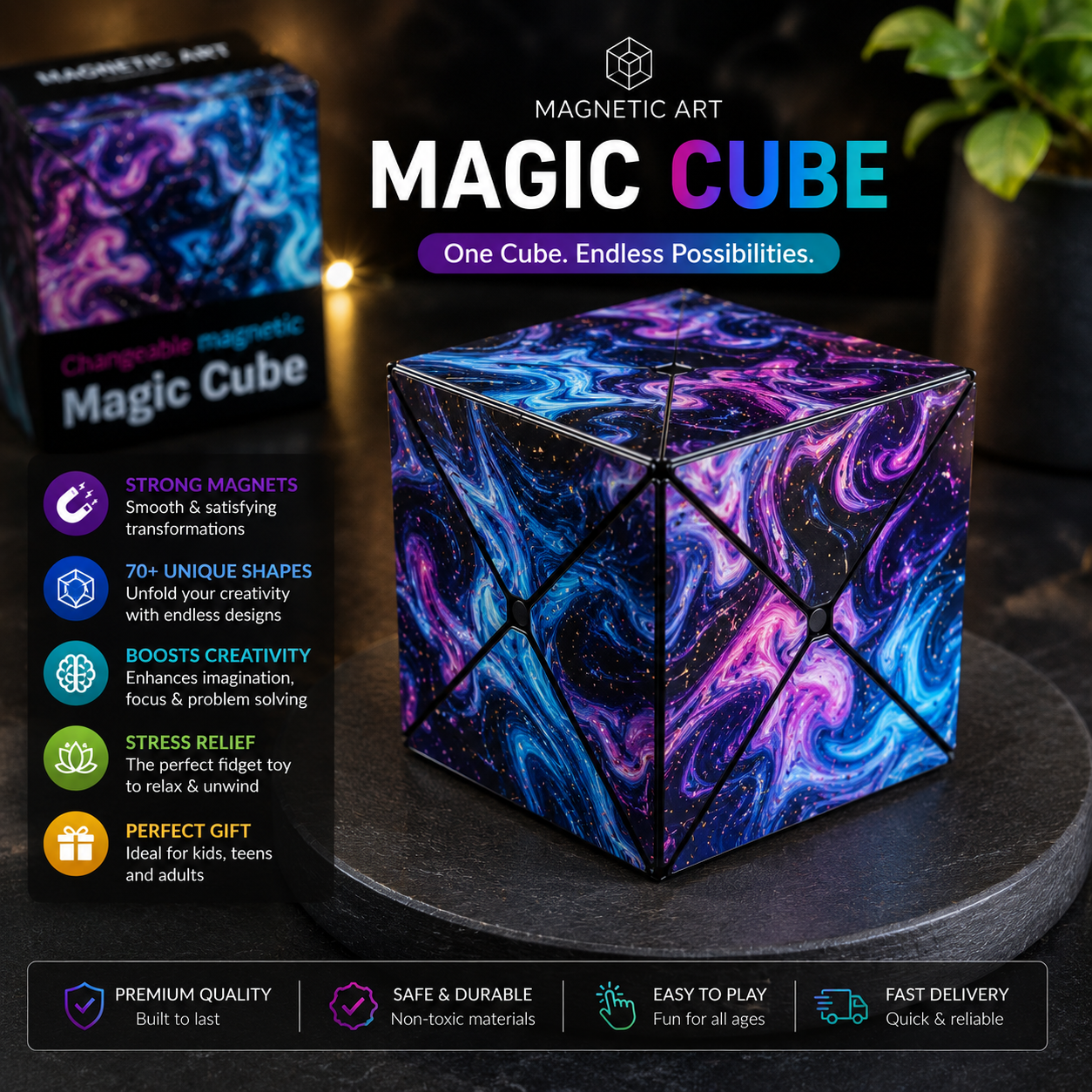 Dropdash Magnetic Magic Cube Shape Shifting Puzzle Box