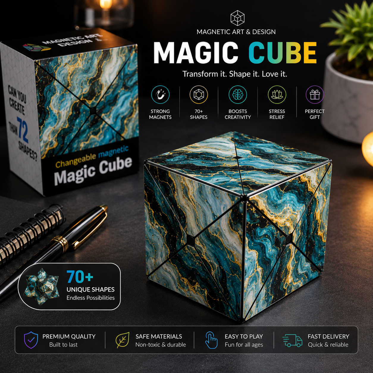 Dropdash Magnetic Magic Cube Shape Shifting Puzzle Box